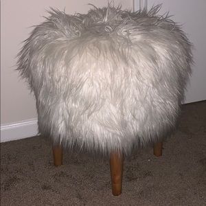 Furry White Foot stool